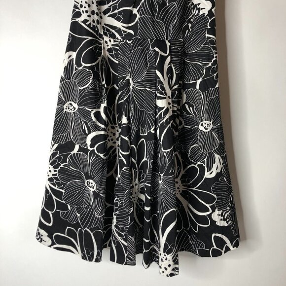 CATHERINE STEWART Black & White Floral A-line Flirty Summer Cocktail Party Dress - Picture 5 of 15
